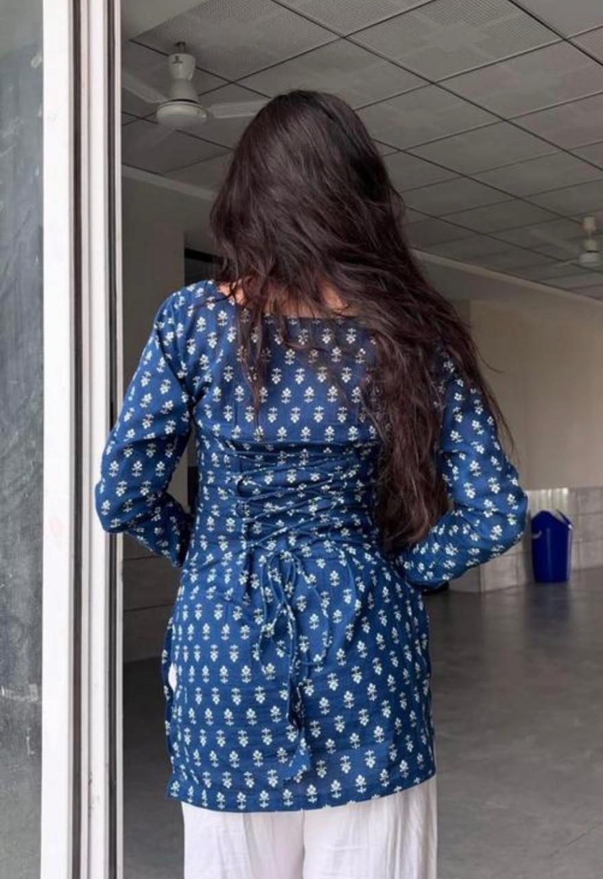 Navy Petal Kurti